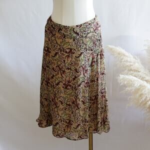 Nicole Miller Silk Floral tan skirt size 4 S
